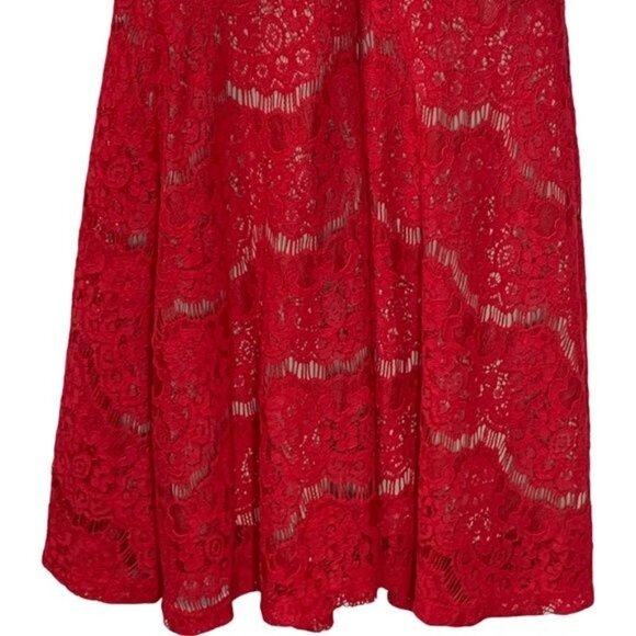 Love Fire Red Lace Fit & Flare Sleeveless Mini Dress Women’s Small - Picture 6 of 10